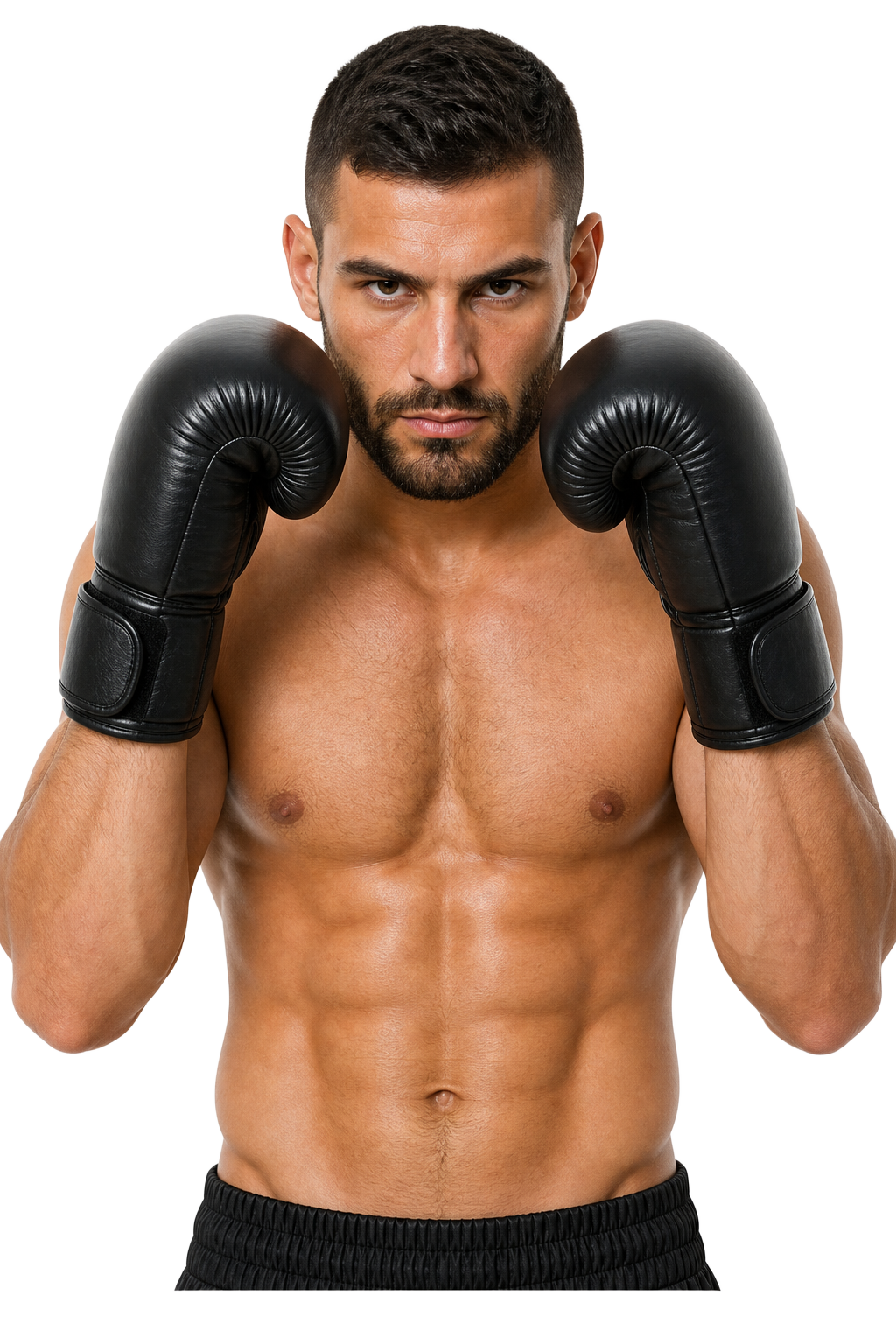 Athlete in boxing guard stance