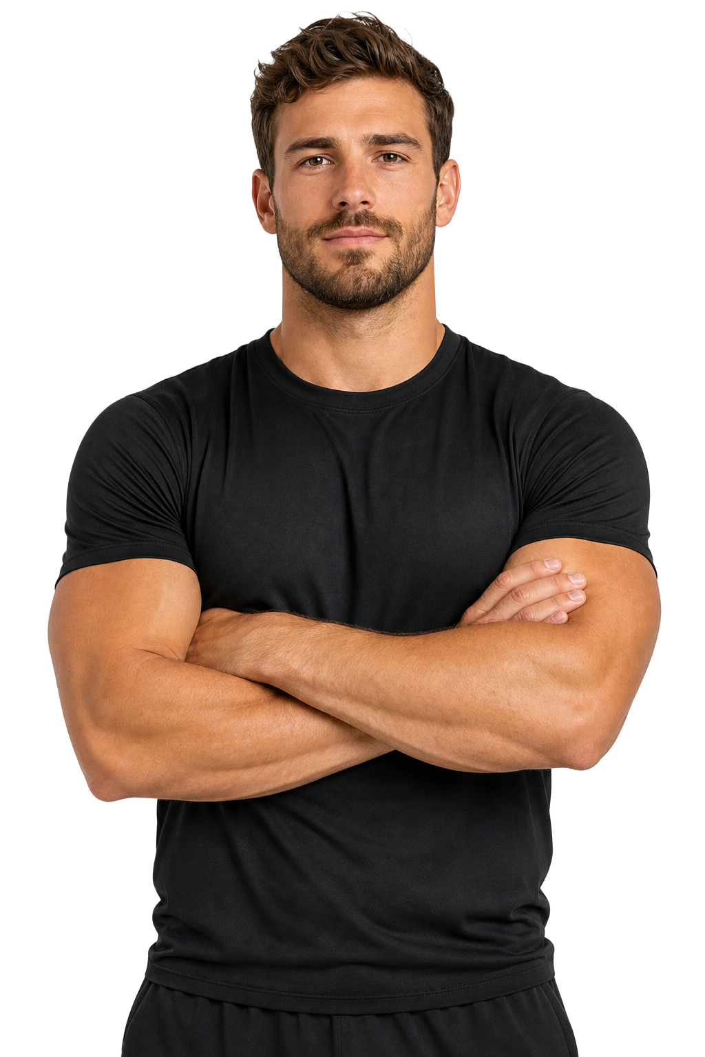 Muscular athlete in confident stance